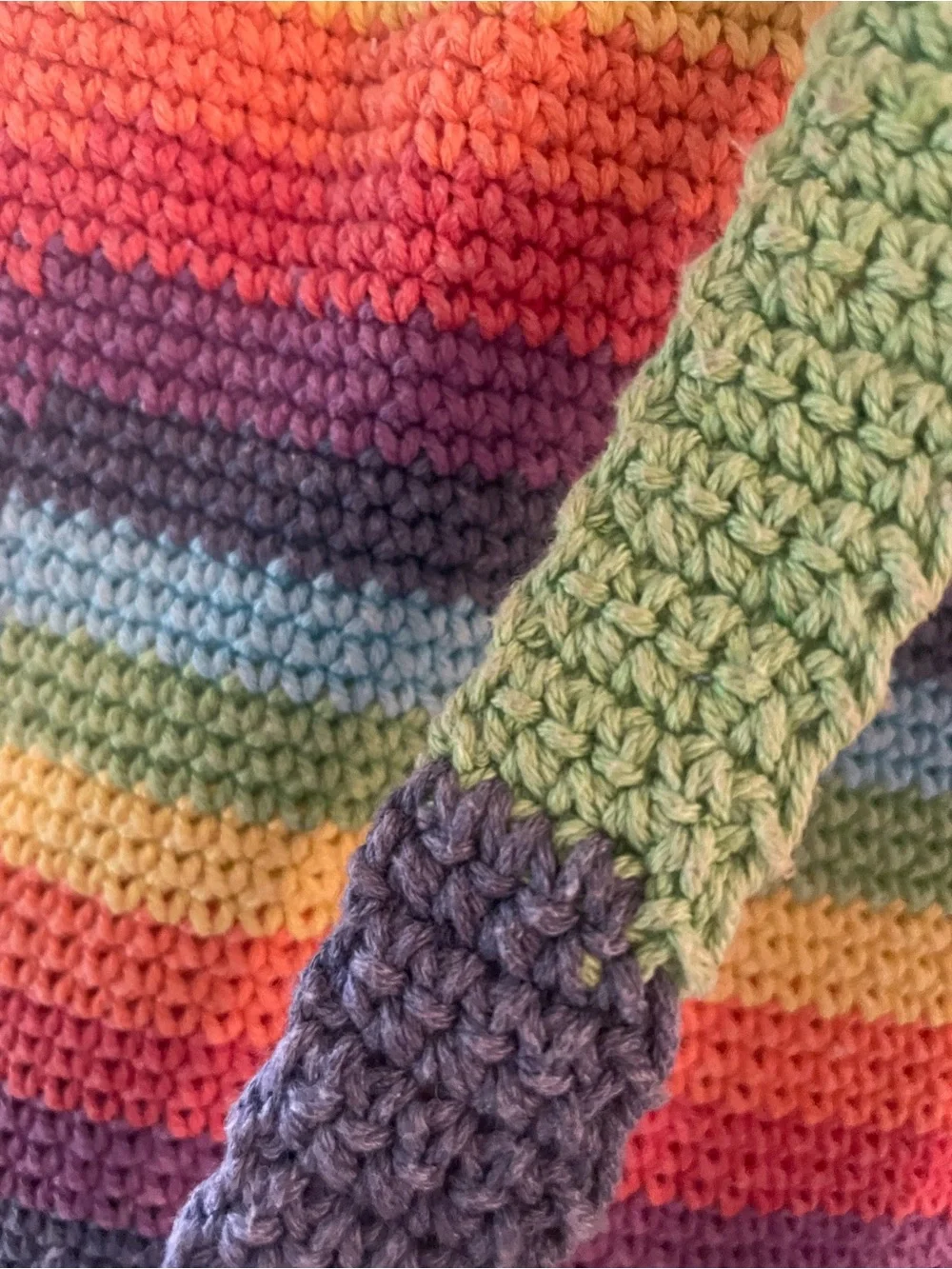 90’s Rainbow Colors Thick Crocheted Backpack